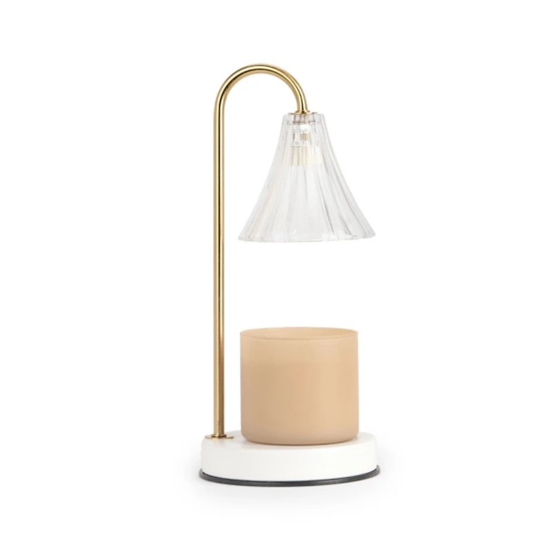 Clear Glass Shade White Candle Warmer Lamp