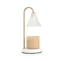 Clear Glass Shade White Candle Warmer Lamp