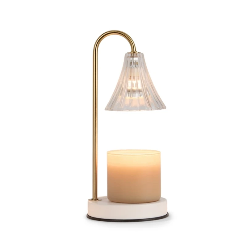 Clear Glass Shade White Candle Warmer Lamp