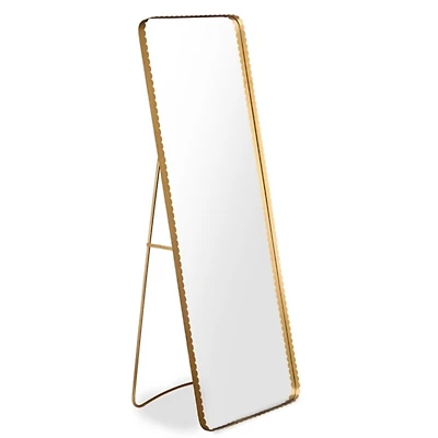 Gold Scalloped Metal Easel Floor Mirror
