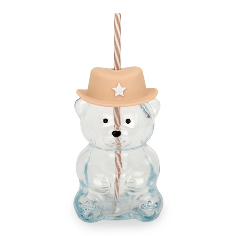 Cowboy Bear Shaped Glass Tumbler