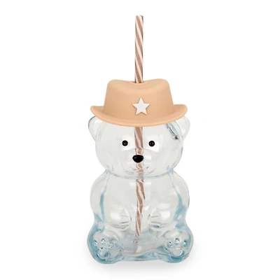 Cowboy Bear Shaped Glass Tumbler
