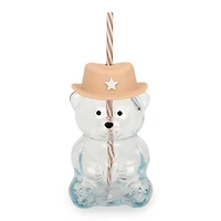 Cowboy Bear Shaped Glass Tumbler