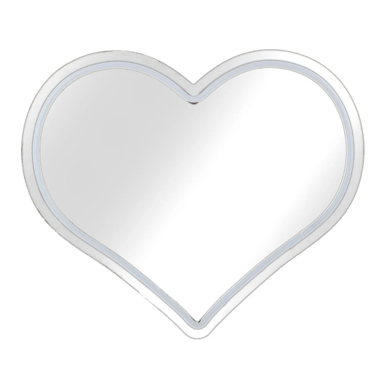 Pink LED Heart Shaped Wall Mirror