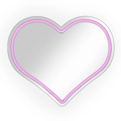 Pink LED Heart Shaped Wall Mirror