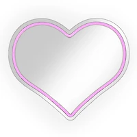 Pink LED Heart Shaped Wall Mirror