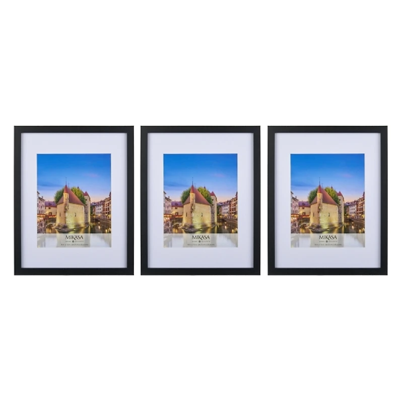 Black Matted Wall Picture Frames, Set of 3