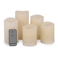 Mikasa White LED Pillar Candles, Set of 5
