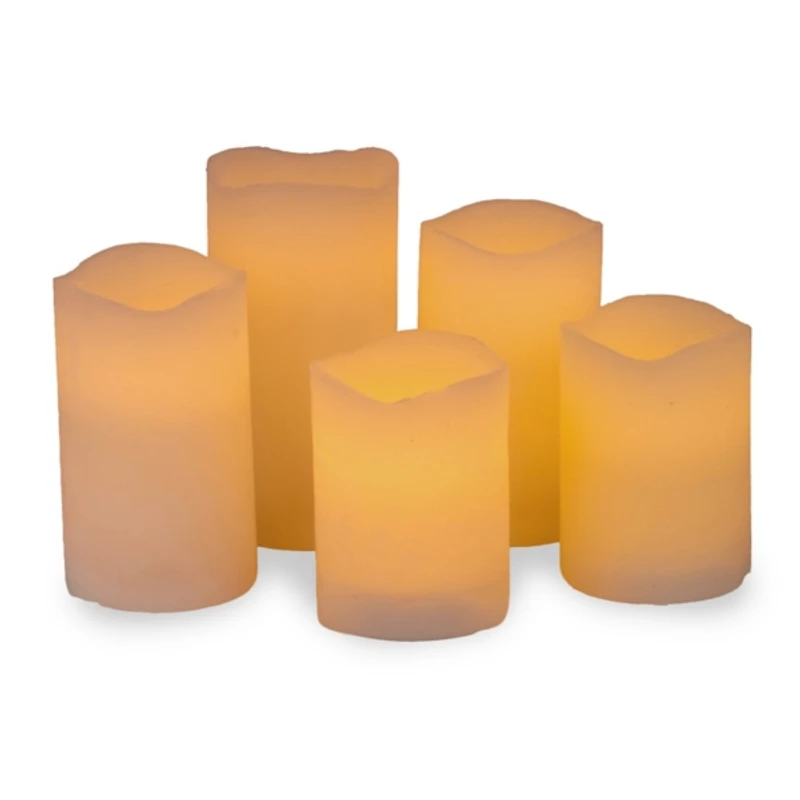 Mikasa White LED Pillar Candles, Set of 5