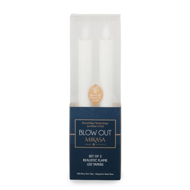 Mikasa White LED Taper Candles, Set of 2