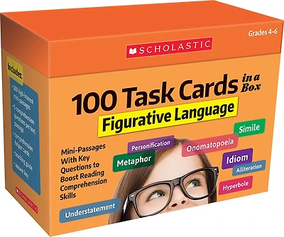 100 Task Cards in a Box: Figurative Language : Mini-Passages With Key Questions to Boost Reading Comprehension Skills