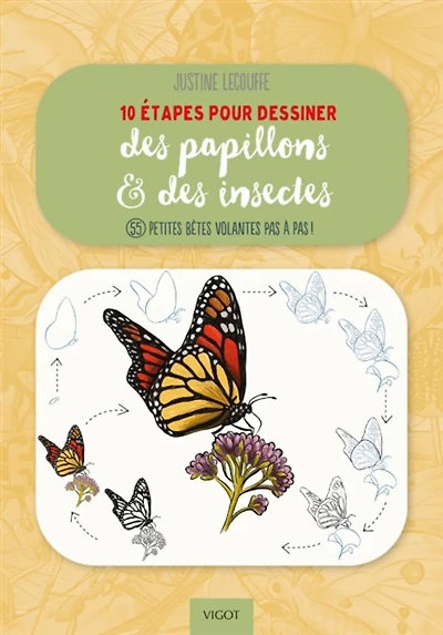 10 étapes pour dessiner des papillons & des insectes : 50 petites bêtes volantes !