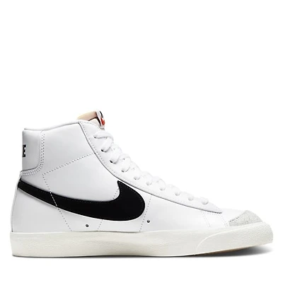 Nike Women's Blazer Mid '77 Sneakers in White Black, Size 6, Leather