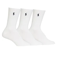 Polo Ralph Lauren Women's 3-Pair Super Soft Crew Socks in White, Cotton