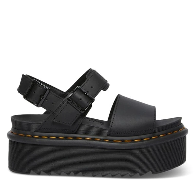 Dr. Martens Women's Voss Quad Platform Sandals Black, Leather