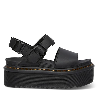 Dr. Martens Women's Voss Quad Platform Sandals Black, Leather