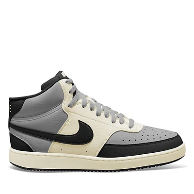 Nike Men's Court Vision Next Nature Mid Sneakers in Gray/Chalk/Black in Gris Misc, Size 9, Rubber