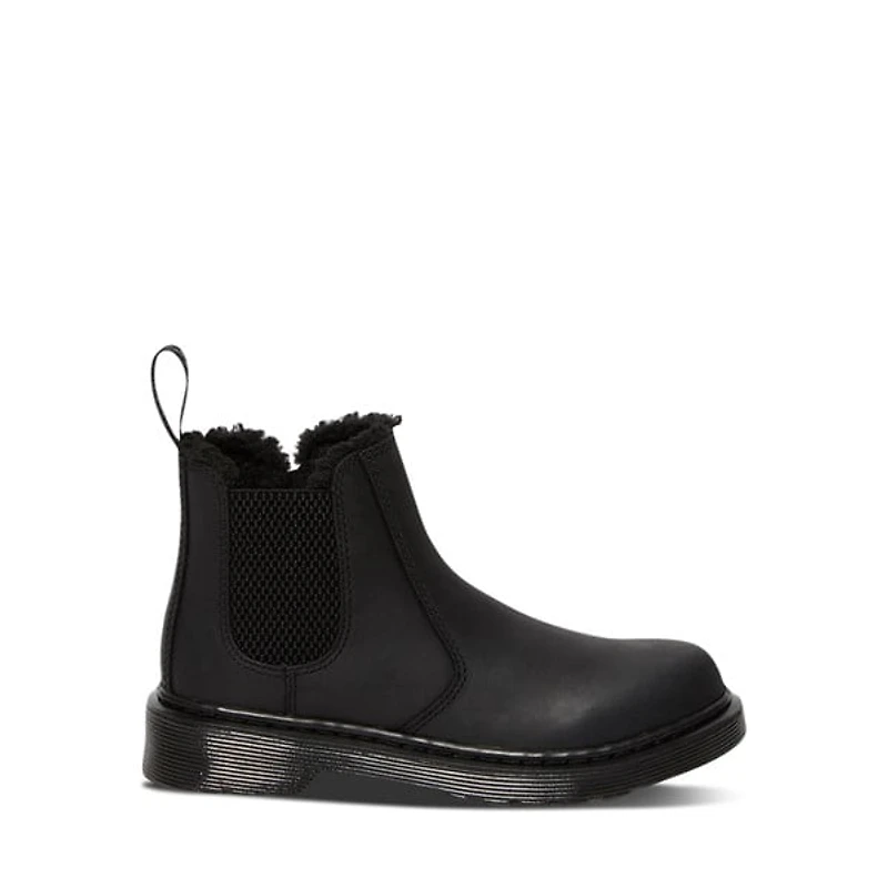 Dr. Martens Little Kids' 2976 Faux Fur Lined Chelsea Boots in Black, Size Largeittle Kid 13, Leather