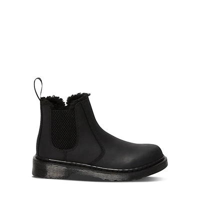 Dr. Martens Little Kids' 2976 Faux Fur Lined Chelsea Boots Black, Largeittle Kid Leather