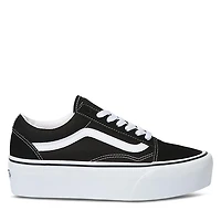 Vans Old Skool Stackform Platform Sneakers Black White, Womens / Mens Canvas