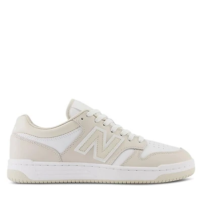 New Balance Womens BB480 Sneakers Beige/White White Os, / Mens Leather
