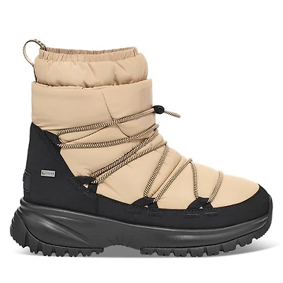 UGG Women's Yose Puffer Mid Winter Boots in Brown/Black in Beige, Size 6, Rubber