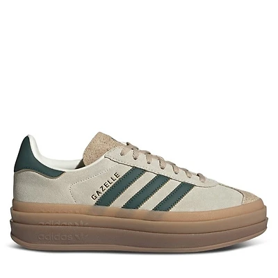 adidas Women's Gazelle Bold Platform Sneakers White/Green/Brown, Leather