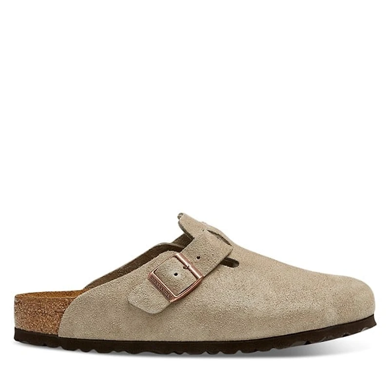 Birkenstock Men's Boston Clogs in Taupe, Size 12 / EU 4.5, Suede
