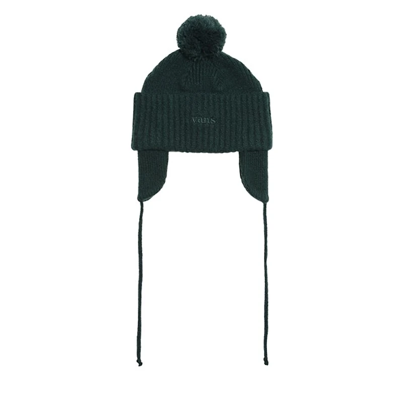 Vans Earflap Pom Beanie Hat in Green, Acrylic