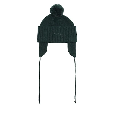 Vans Earflap Pom Beanie Hat in Green, Acrylic