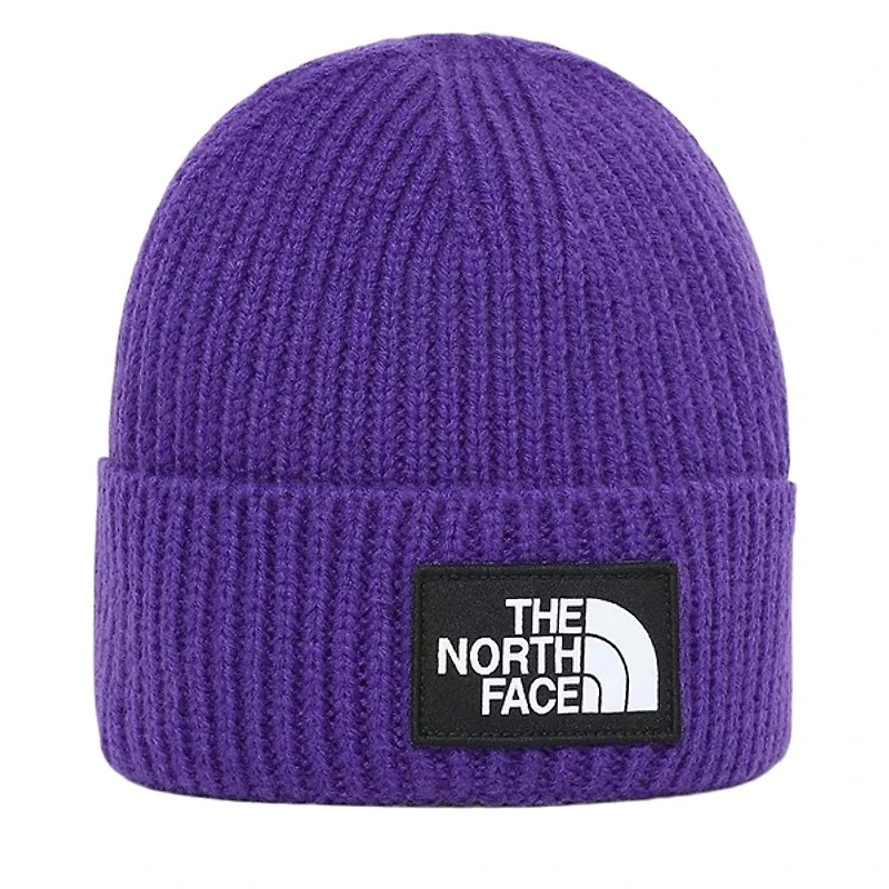 The North Face Logo Box Beanie Hat in Purple, Acrylic