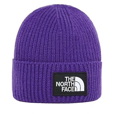 The North Face Logo Box Beanie Hat in Purple, Acrylic