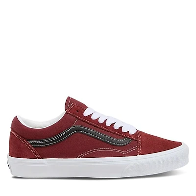 Vans Men's Fat Lace-Up Old Skool Sneakers in Burgundy/White in Rouge Misc, Size 8, Canvas