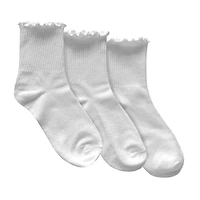Floyd Ruffled Crew Socks in White, Polyester