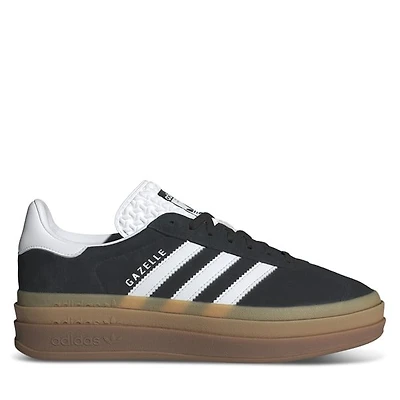 adidas Women's Gazelle Bold Platform Sneakers Black White, Suede