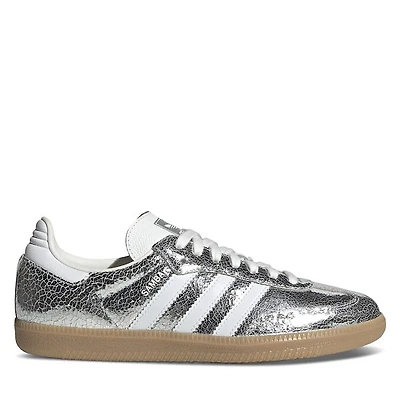 adidas Women's Samba OG Sneakers Metallic Argent, Leather
