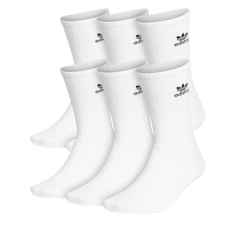 adidas Six Pack Cushioned Trefoil Crew Socks White, Polyester