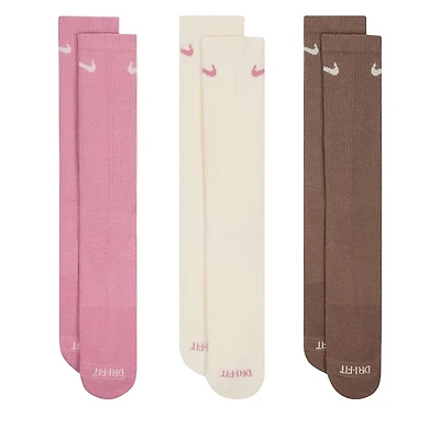 Nike Everyday Cushion Crew Socks Pink/Cream/Brown Rose Misc, Polyester