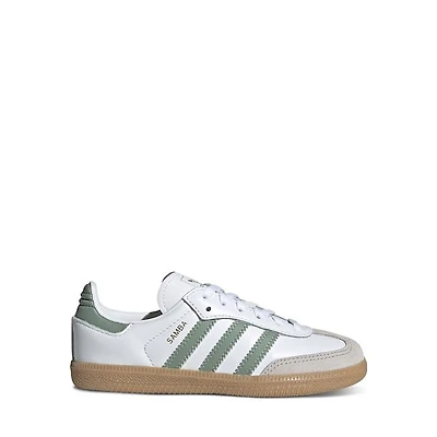 adidas Little Kid's Samba OG Sneakers White/Silver Green, Largeittle Kid Leather