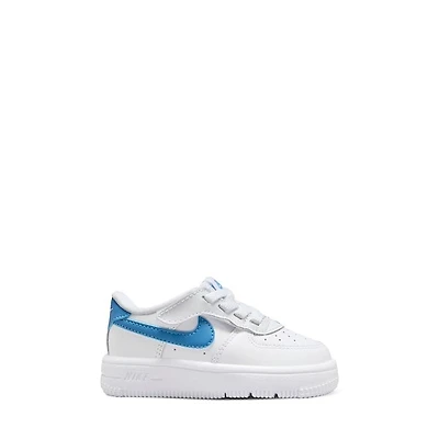 Nike Toddler's Air Force 1 Low EasyOn Sneakers White/Blue White Misc, Toddler Leather