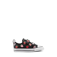 Converse Toddler's Chuck Taylor All Star Strawberry Easy On Sneakers Black White, Toddler Canvas