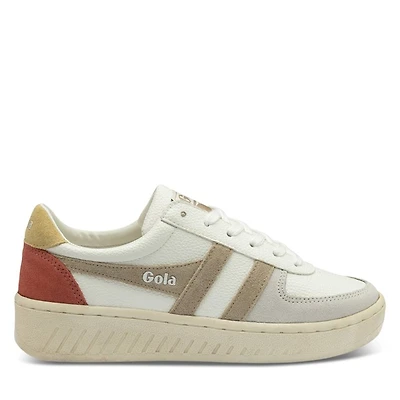 Gola Women's Grandslam Trident Platform Sneakers White/Beige/Red White Os, Suede