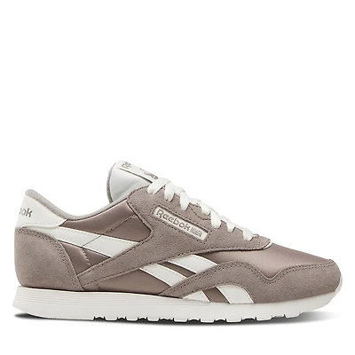 Reebok Women's Classic Nylon Sneakers Gray/White Taupe, Suede