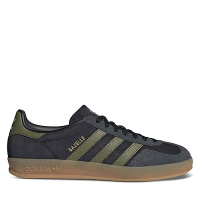 adidas Men's Gazelle Indoor Sneakers Black/Green, Suede