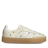 adidas Women's Sambae Platform Floral Embroidery Sneakers Cream/White, Leather