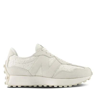 New Balance Women's 327 Lace-Up Sneakers Sea Salt White, Suede