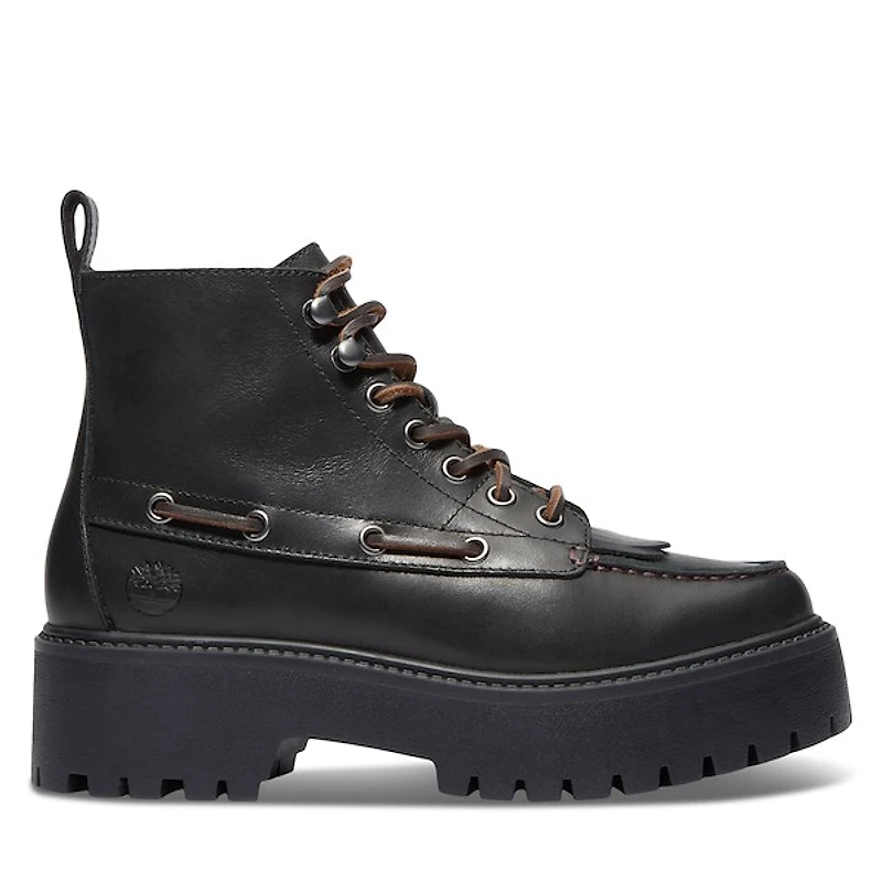 Timberland Women's Stone Street 7-Eye Platform Boots Black, Leather
