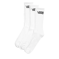 Vans Men's 3-Pack Classic Crew Socks White Black, Nylon