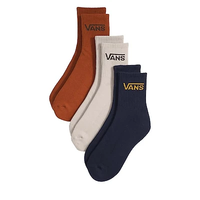 Vans 3-Pack Classic Half Crew Socks Burnt Orange/Beige/Navy White, Nylon