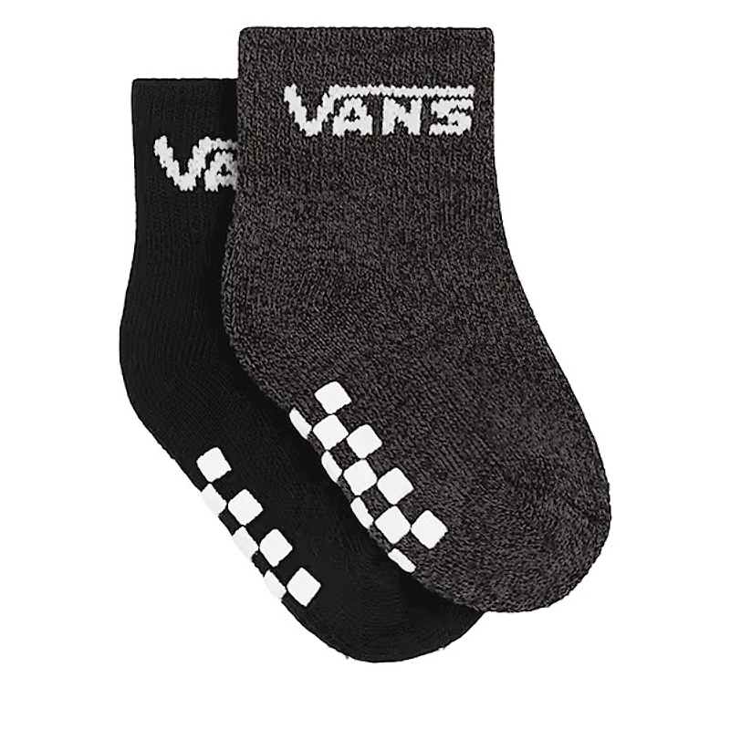 Vans 2-Pack Infant Classic Drop V Socks in Gray/Black, Size Infant (0-12 Months), Nylon